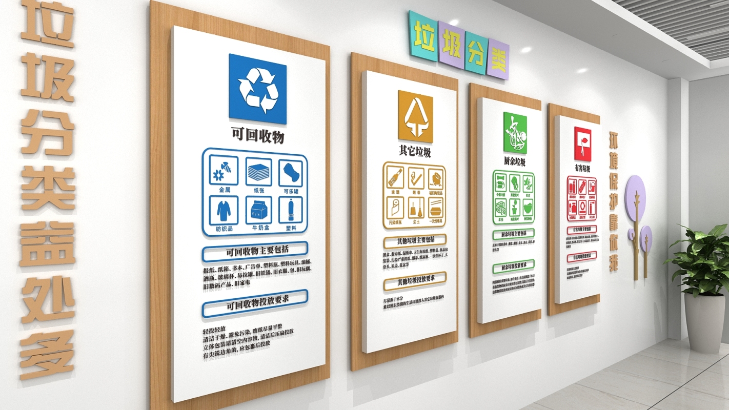 垃圾分类文化墙环保校园文化墙创意设计