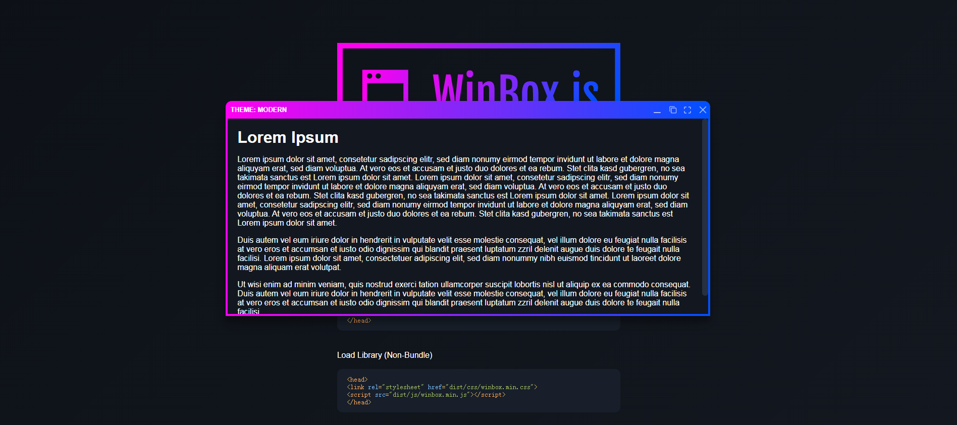 HTML5网页窗口管理器插件WinBox-萌果小站