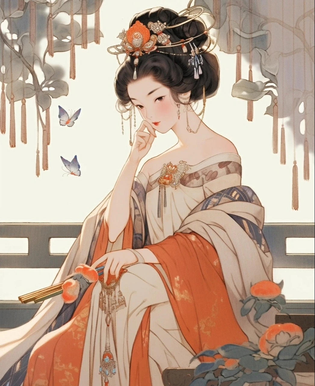 唐朝美人:美人卷珠帘,深坐颦蛾眉.