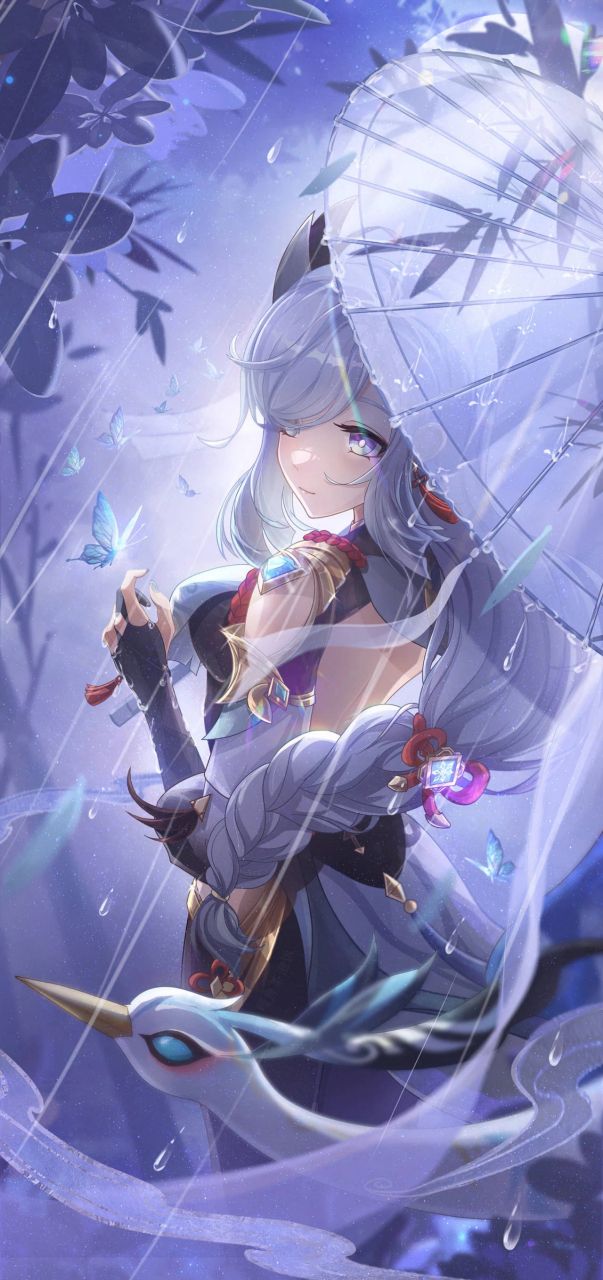 轻雨下撑伞的申鹤,唯美而又优雅[awsl]#原神