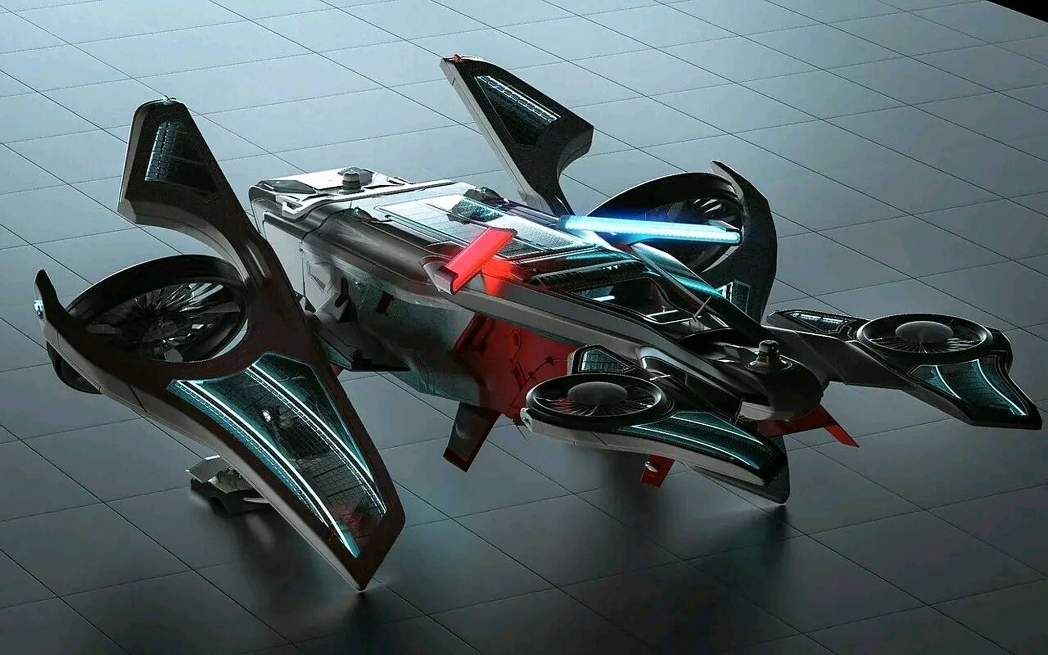 建模欣赏:未来救护直升机.#动漫# #模型# #科幻