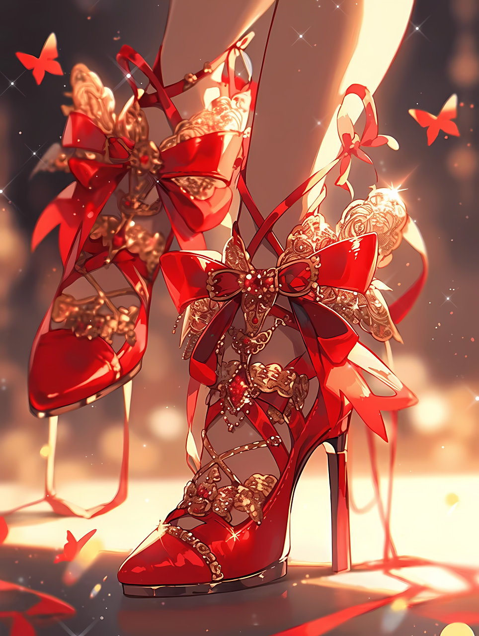 喜欢哪双红色高跟鞋呢 #二次元# #ai共创计划# #ai绘画