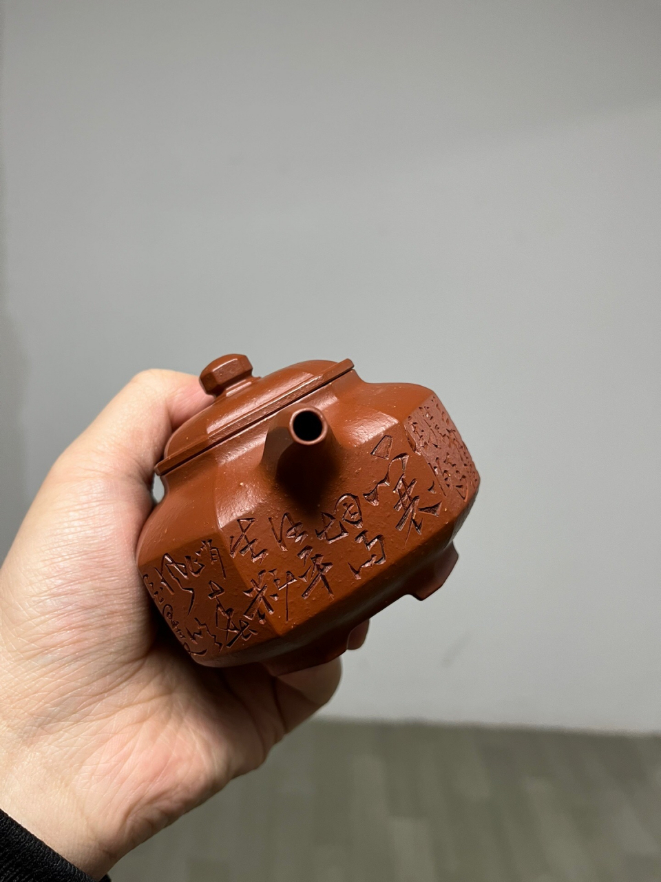 实拍·全手工【景舟八方】原矿赵庄朱泥·容量320cc·7孔出水八方壶