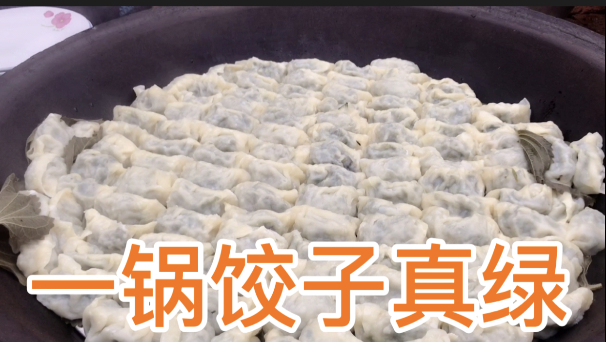 山村小蜜蜂农村老妈下雨就包饺子,小白菜韭菜肉,这陷蒸出来真绿