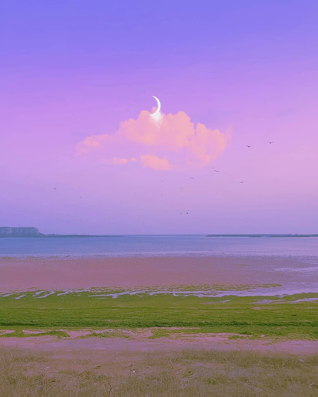 超梦幻紫色天空朋友圈背景图