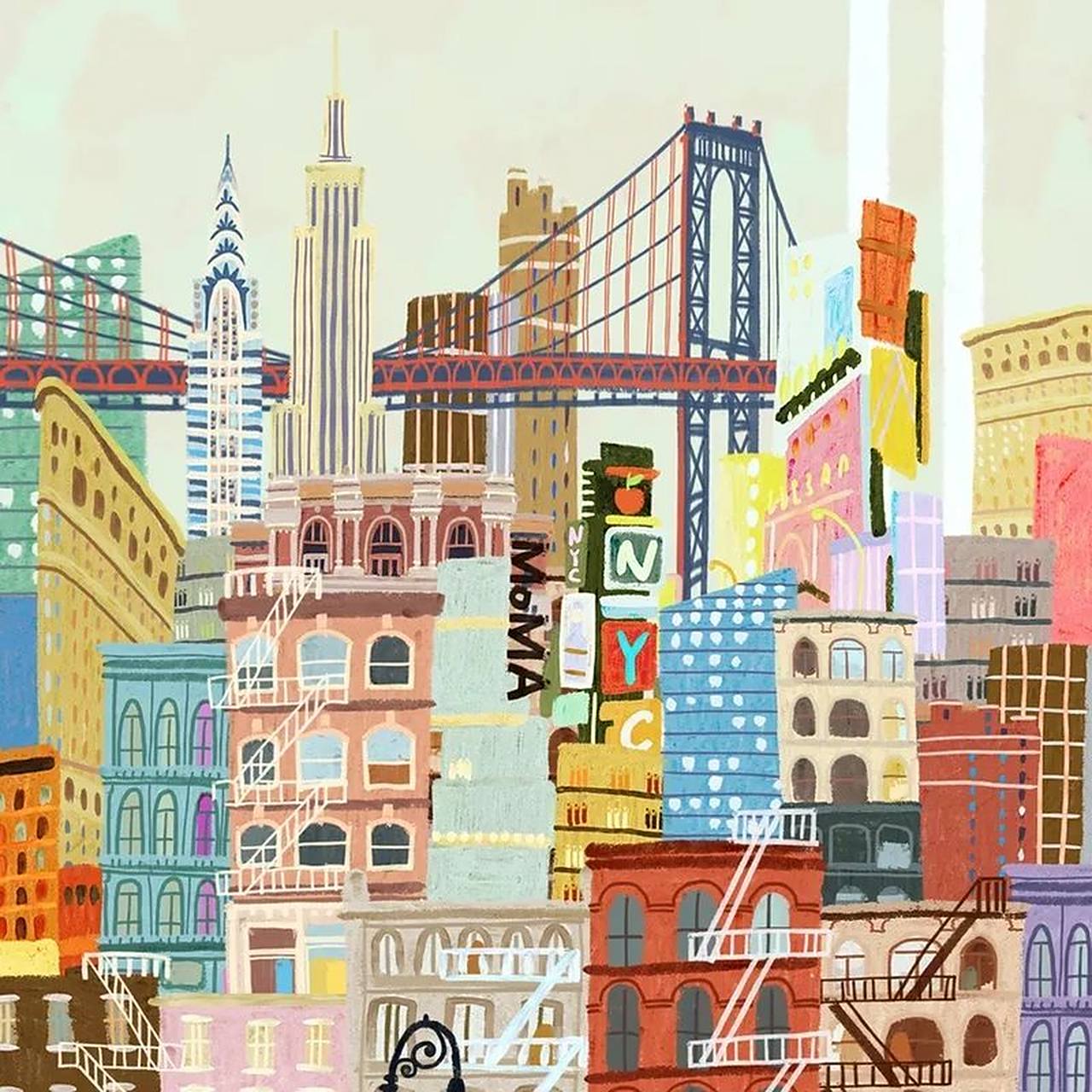 绘画欣赏 台湾插画师jocelyn kao 笔下可爱的街景~ 676767#插画