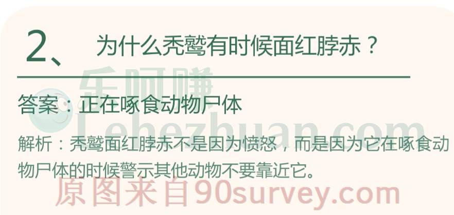 为什么秃鹫有时候面红脖赤？答案：正在啄食动物尸体