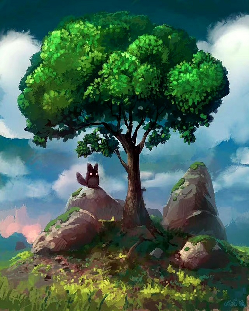 一组奇幻生物插画欣赏,展现了精灵与自然和谐相处的画面.