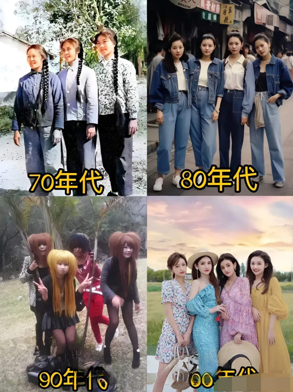 70年代朴素,80年代时髦,90年代奇葩,00年代美颜!