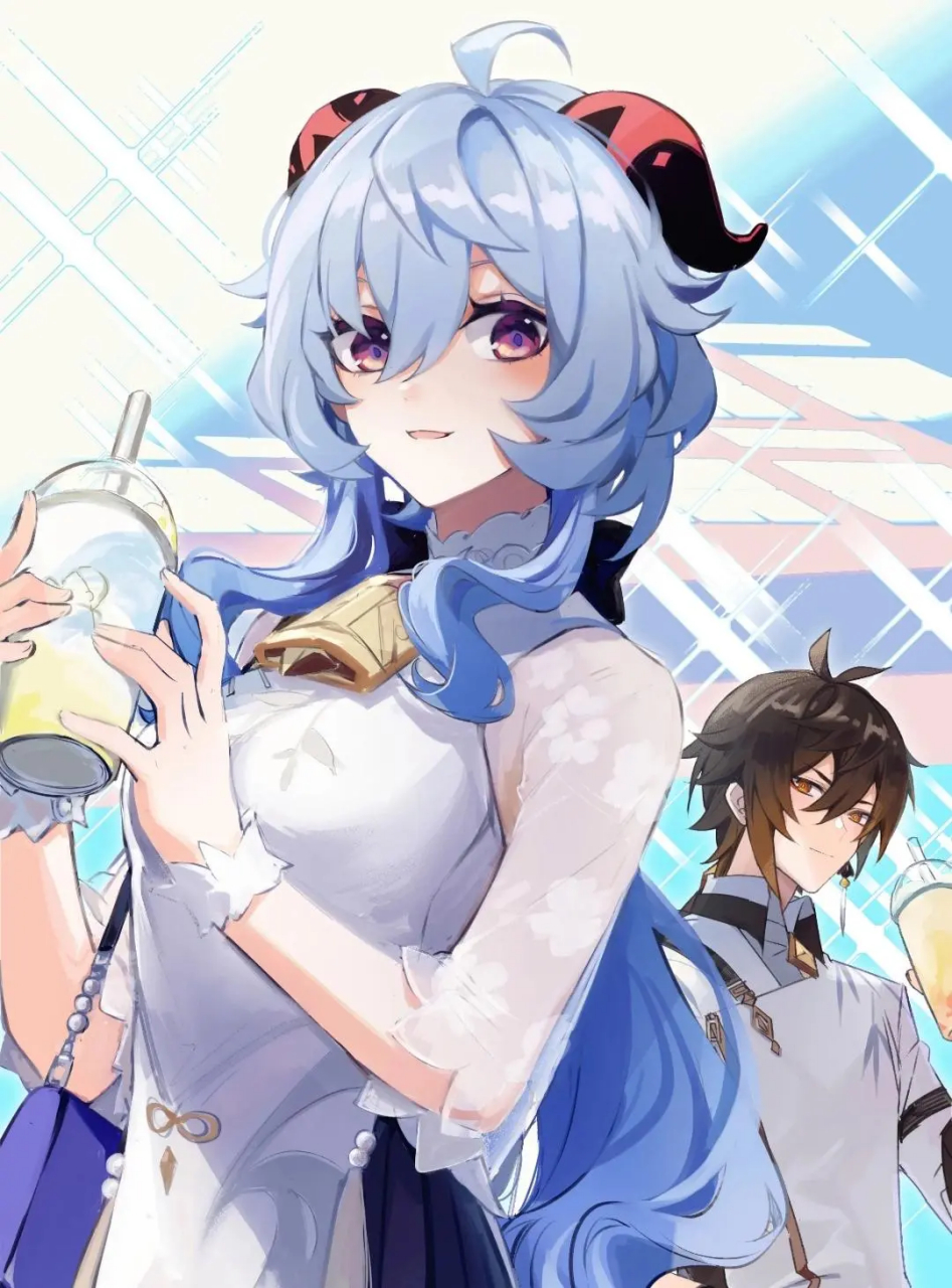 穿旗袍喝奶茶的钟离公子.