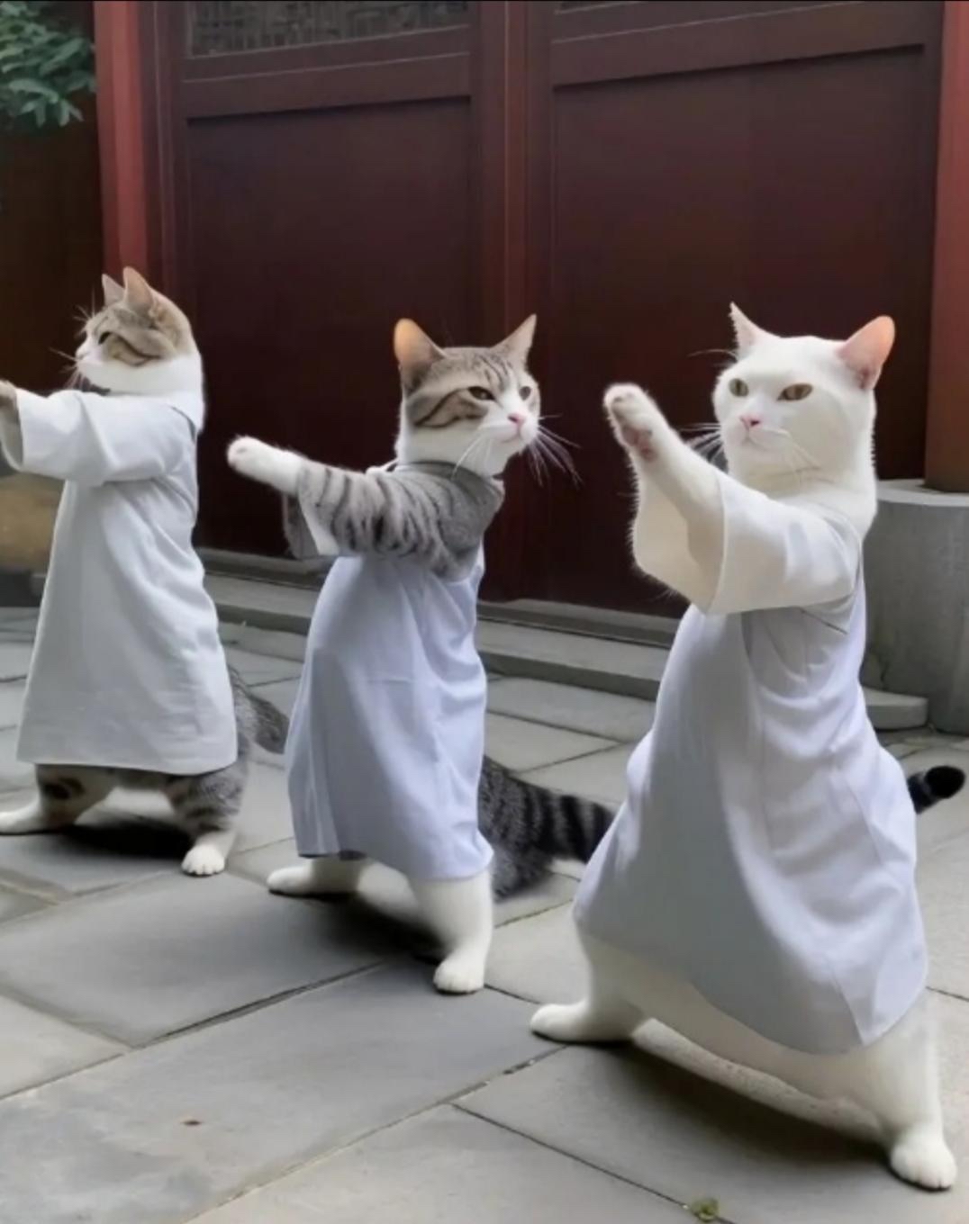 现在的猫都会打太极,你为什么在床上睡觉,要想成功就多学武僧猫