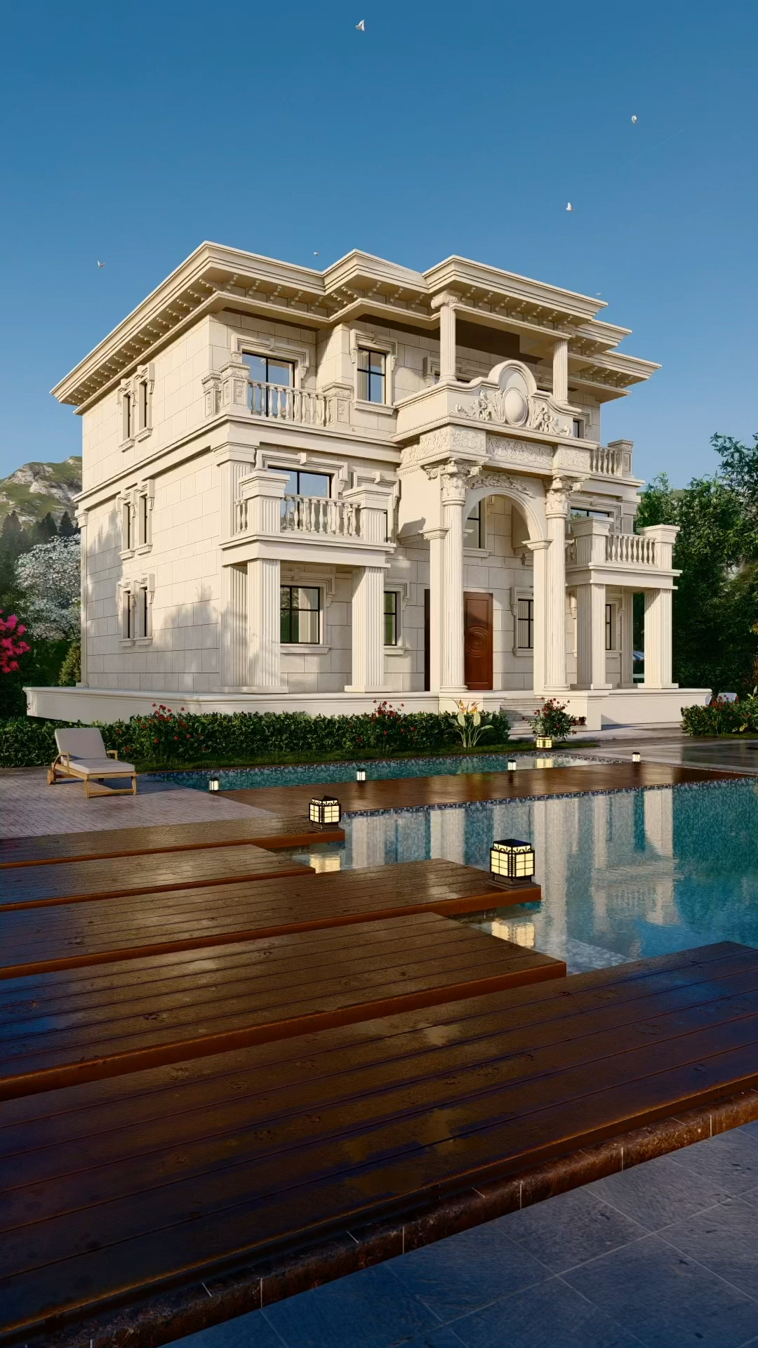 别墅设计图纸#宅基地面积大的,推荐这款欧式豪华三层别墅图纸