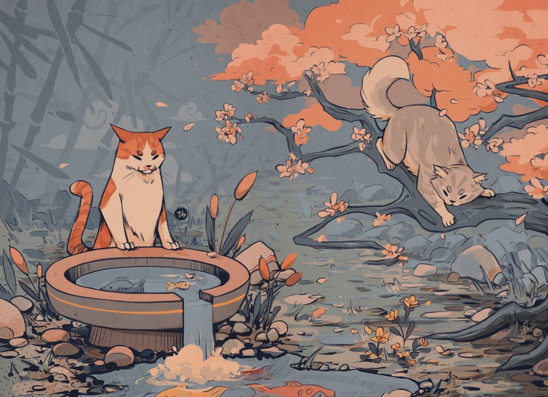 画师tessa nelissen绘画作品欣赏,描绘了可爱的猫咪,并且将它们与有趣