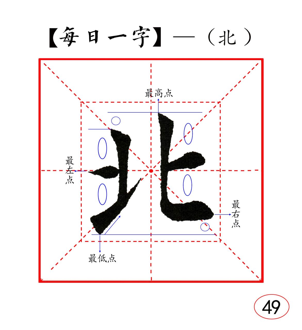 楷书——"北"字结构分析!