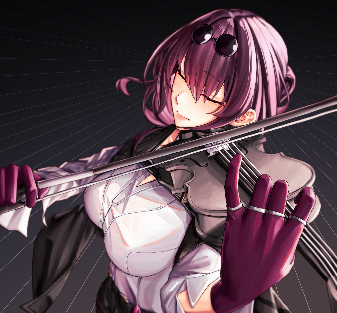 画师:pyeong_il,小提琴卡芙卡(优雅)#二次元美图# #我爱二次元# #崩坏