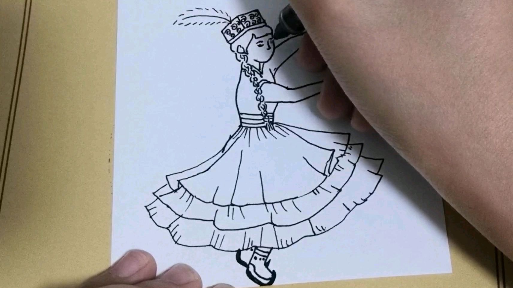 (简笔画)美丽的少数民族少女