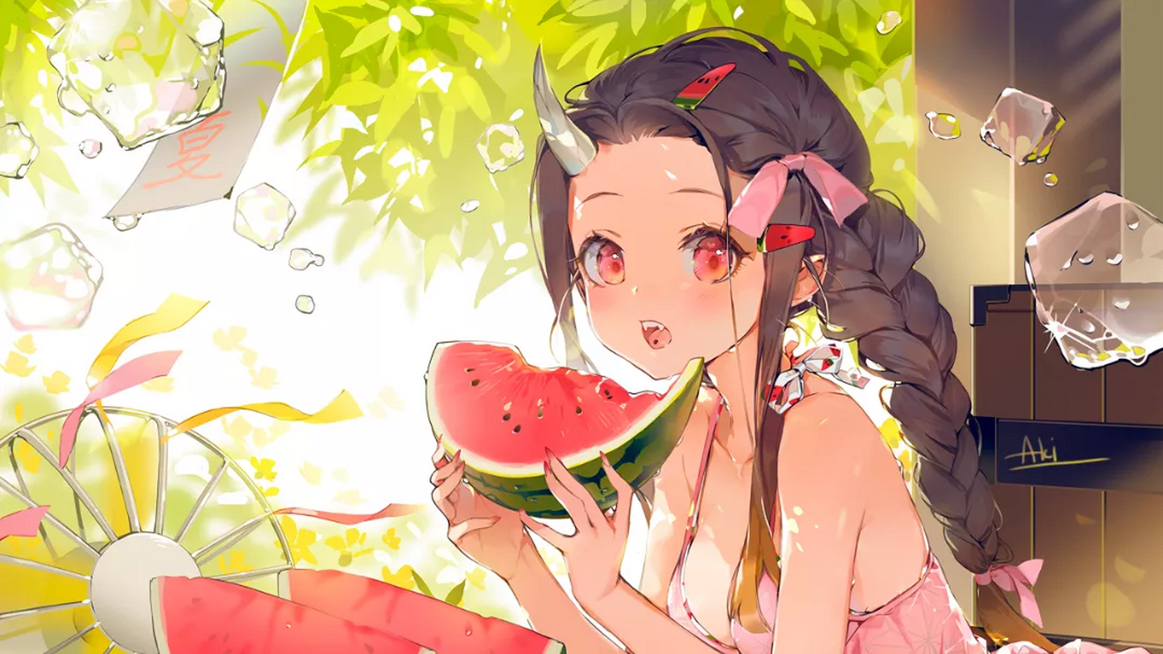 祢豆子在吃西瓜 夏日炎炎,有你真甜[大笑]#动漫壁纸# #动漫美图