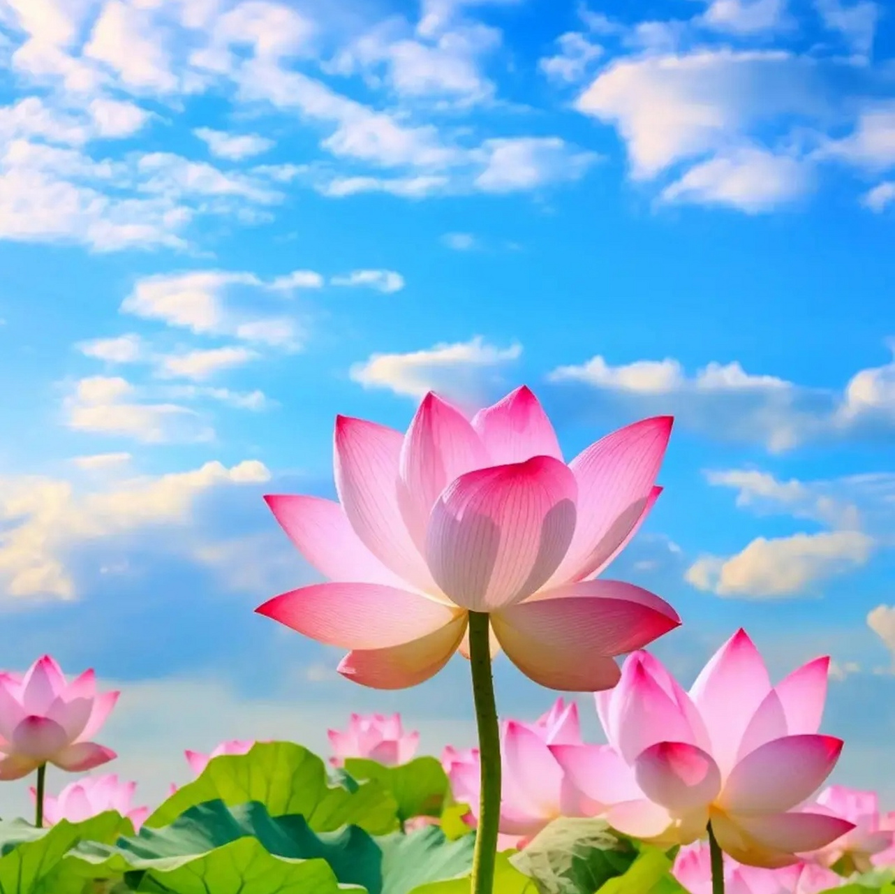 荷花浅红如脂粉93竹子翠绿似蓝天07荷花翩翩舞碧波93竹子悠然立