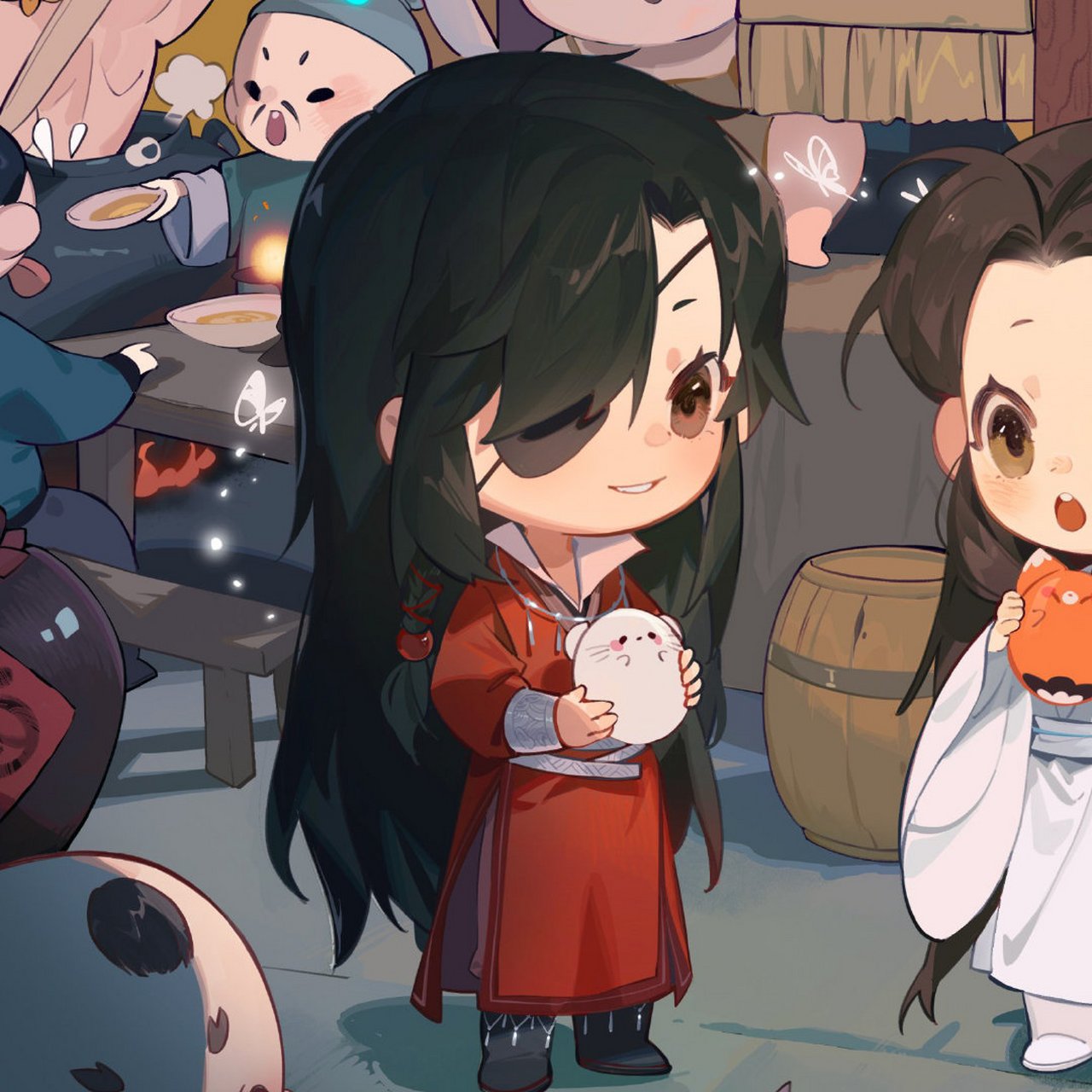 官方q版的花城和谢怜,画风十分可爱. #国漫# #天官赐福