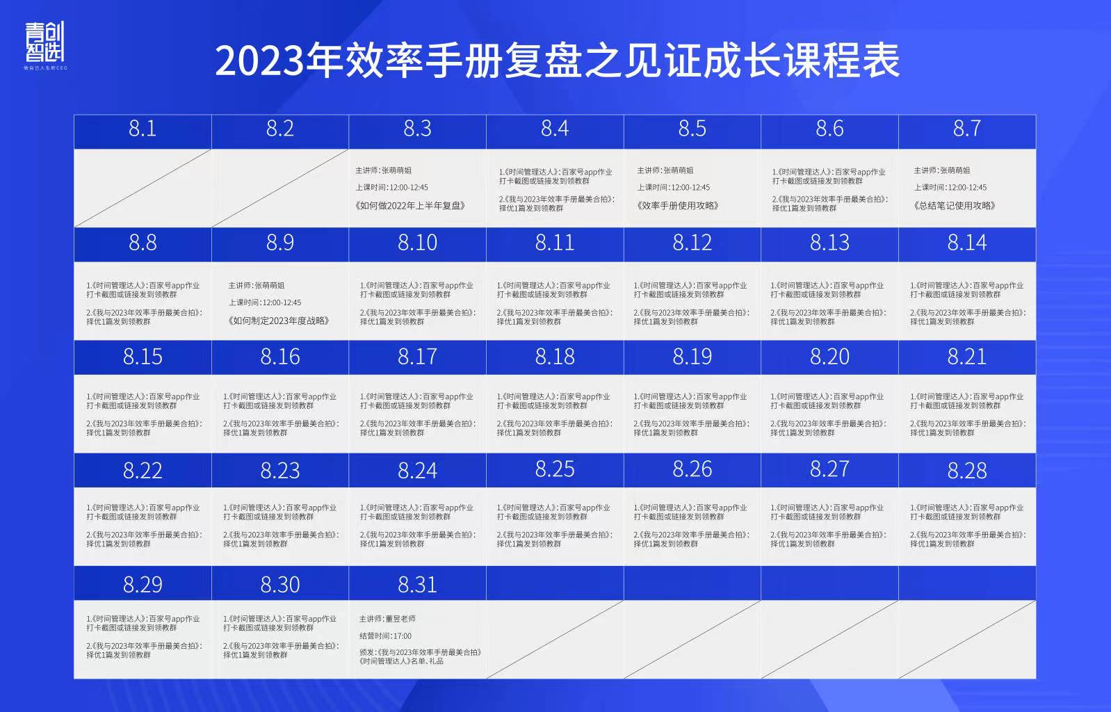 青创智选效率手册陪伴营,我与张萌老师学时间管理