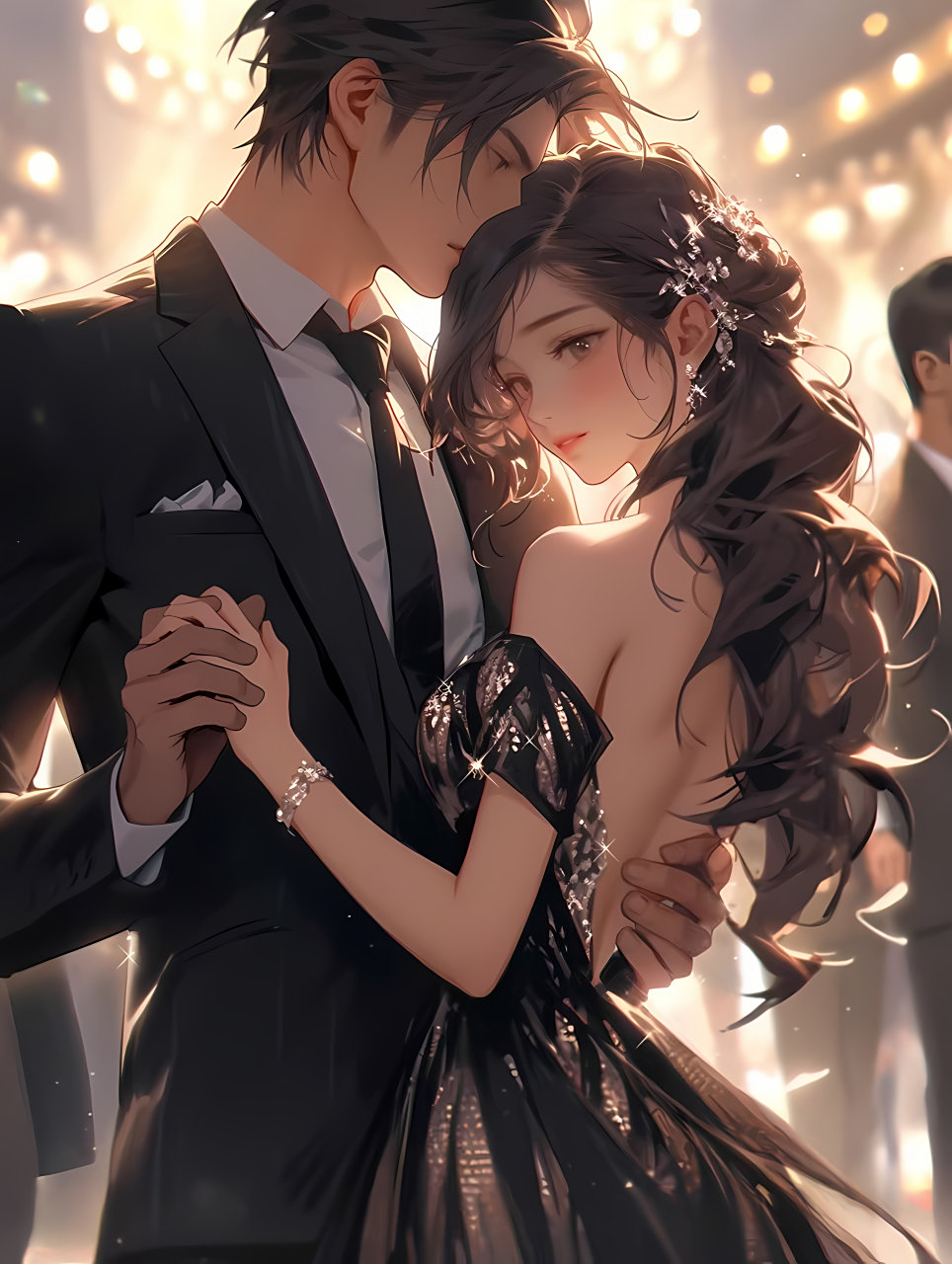 这不就是言情小说里的霸总和女主在舞会跳舞场景#二次元# #ai共创计划