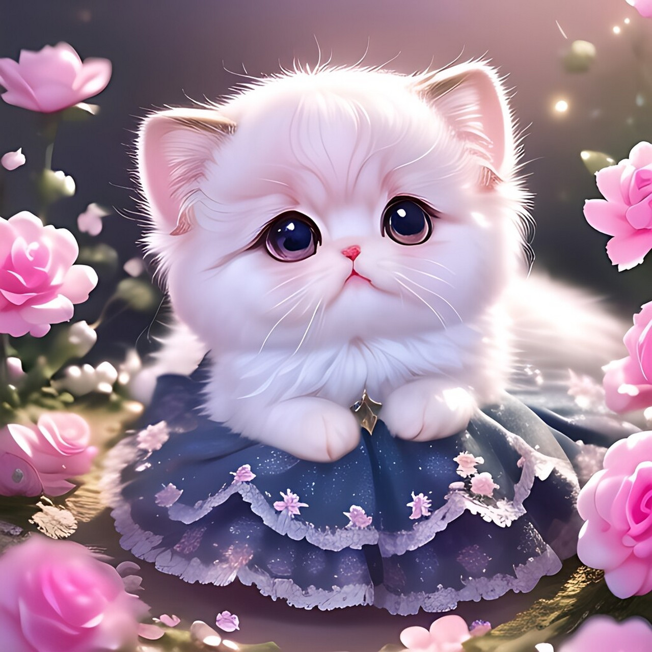 一只可爱的圆乎乎的粉白色波斯猫宝宝