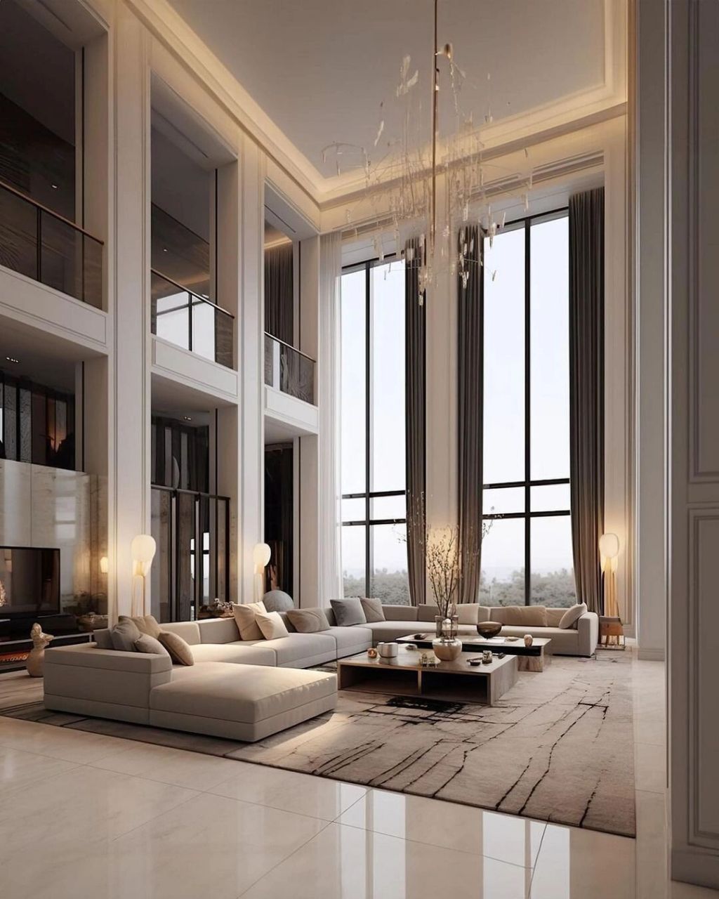 挑空客厅 现代轻奢,请问在哪领这样的别墅  挑空客厅简直就是别墅的