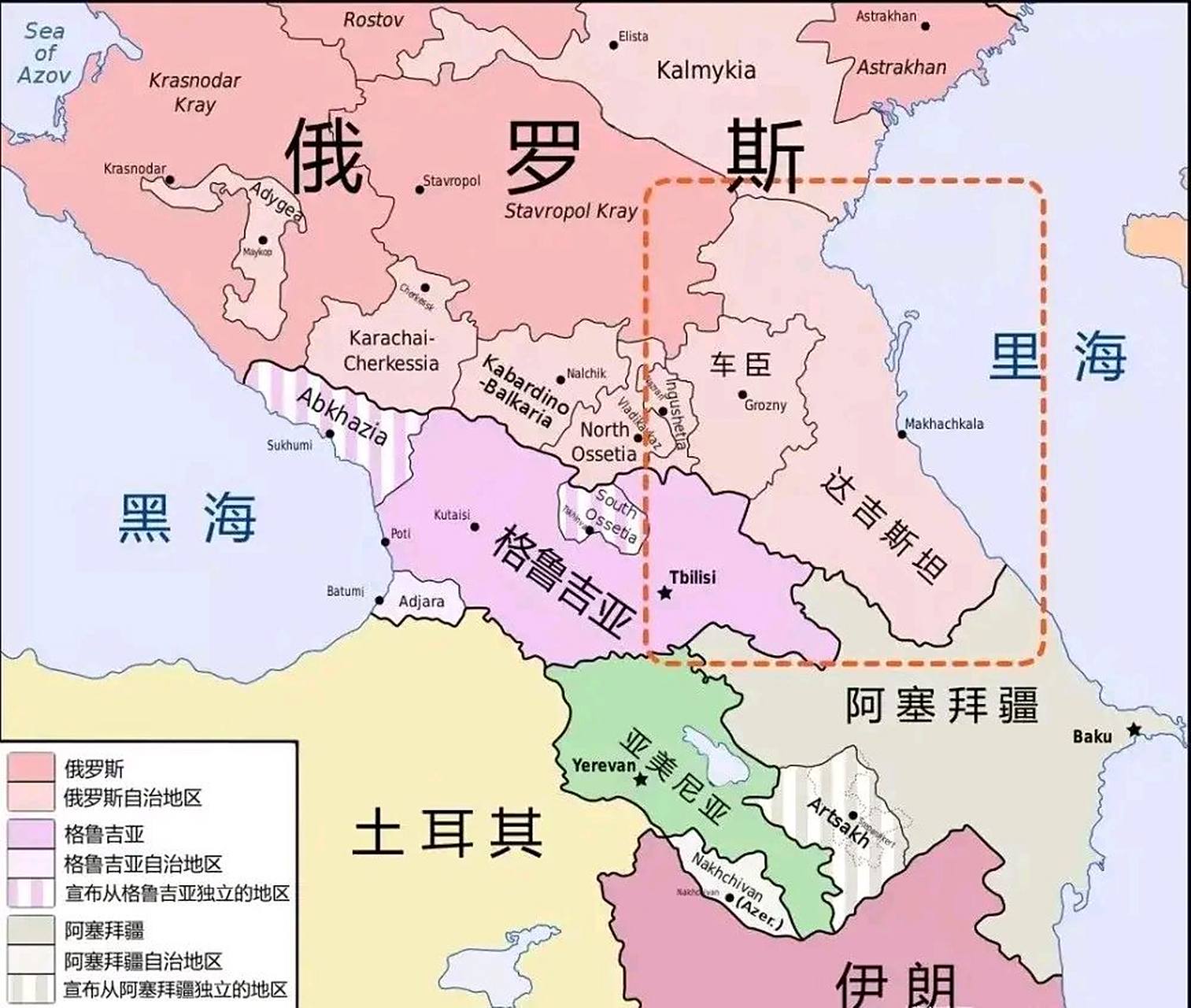 车臣共和国宣布独立,但俄罗斯政府在对车臣的大规模军事行动中收复了