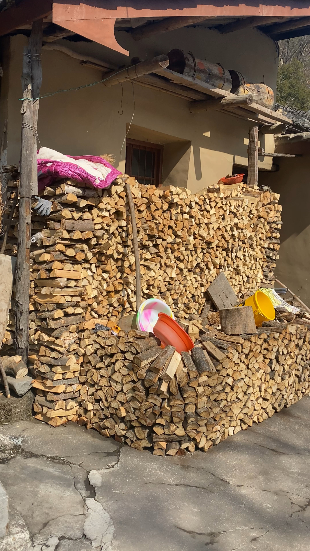 柴火垛,我们农村人一年烧火做饭就全靠它-度小视