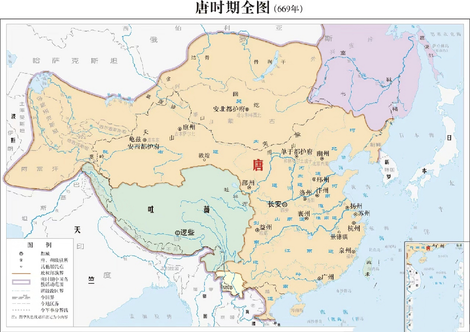 大唐版图最大时的地图图片