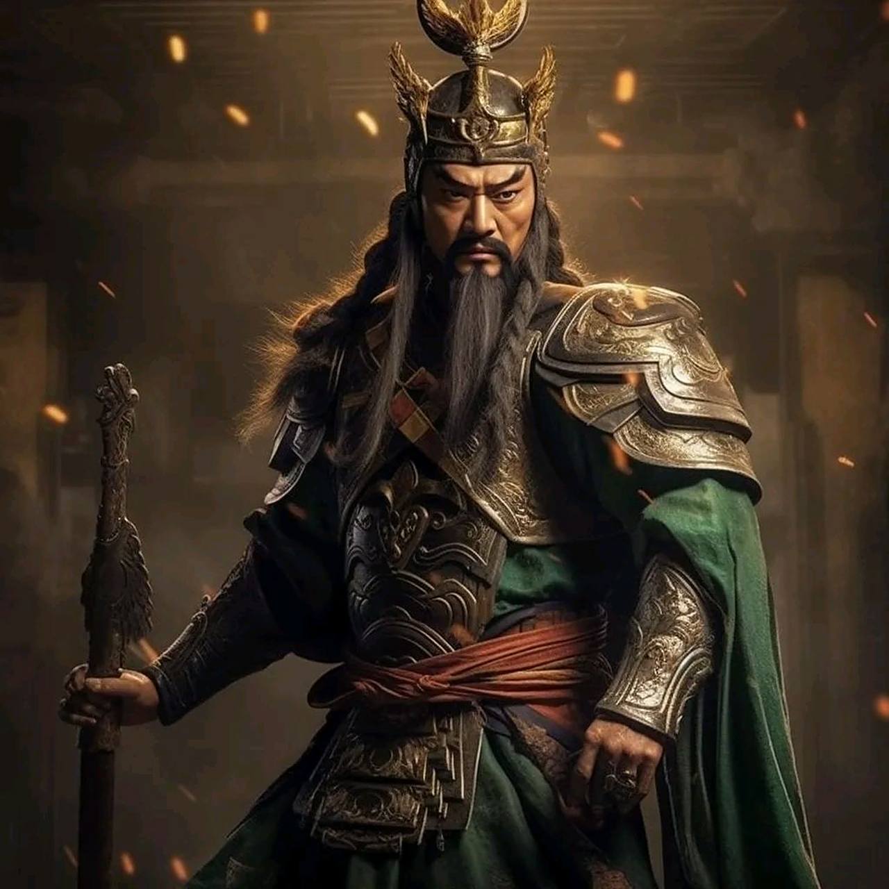 手握横刀,俨然一副决胜千里之外的儒将风范.#历史# #三国# #关羽