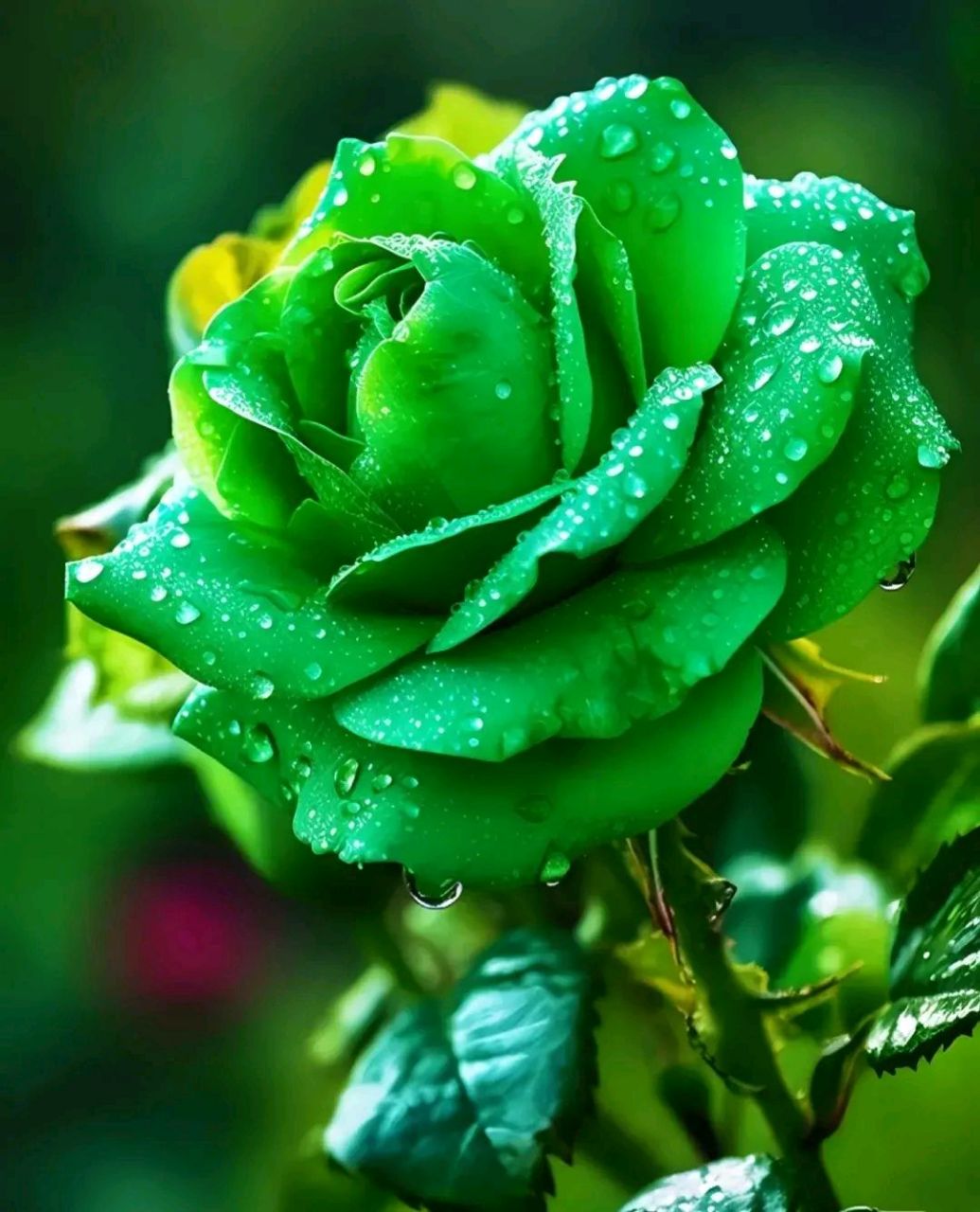 绿色玫瑰代表着纯真古朴,永不老去的爱情