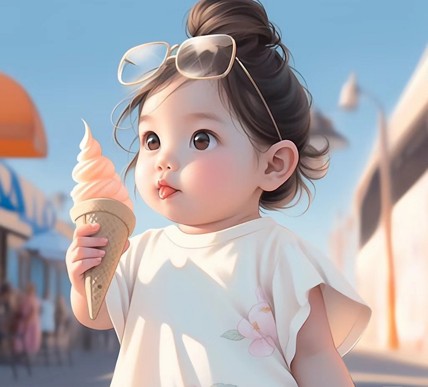 爱吃冰淇淋的小女孩