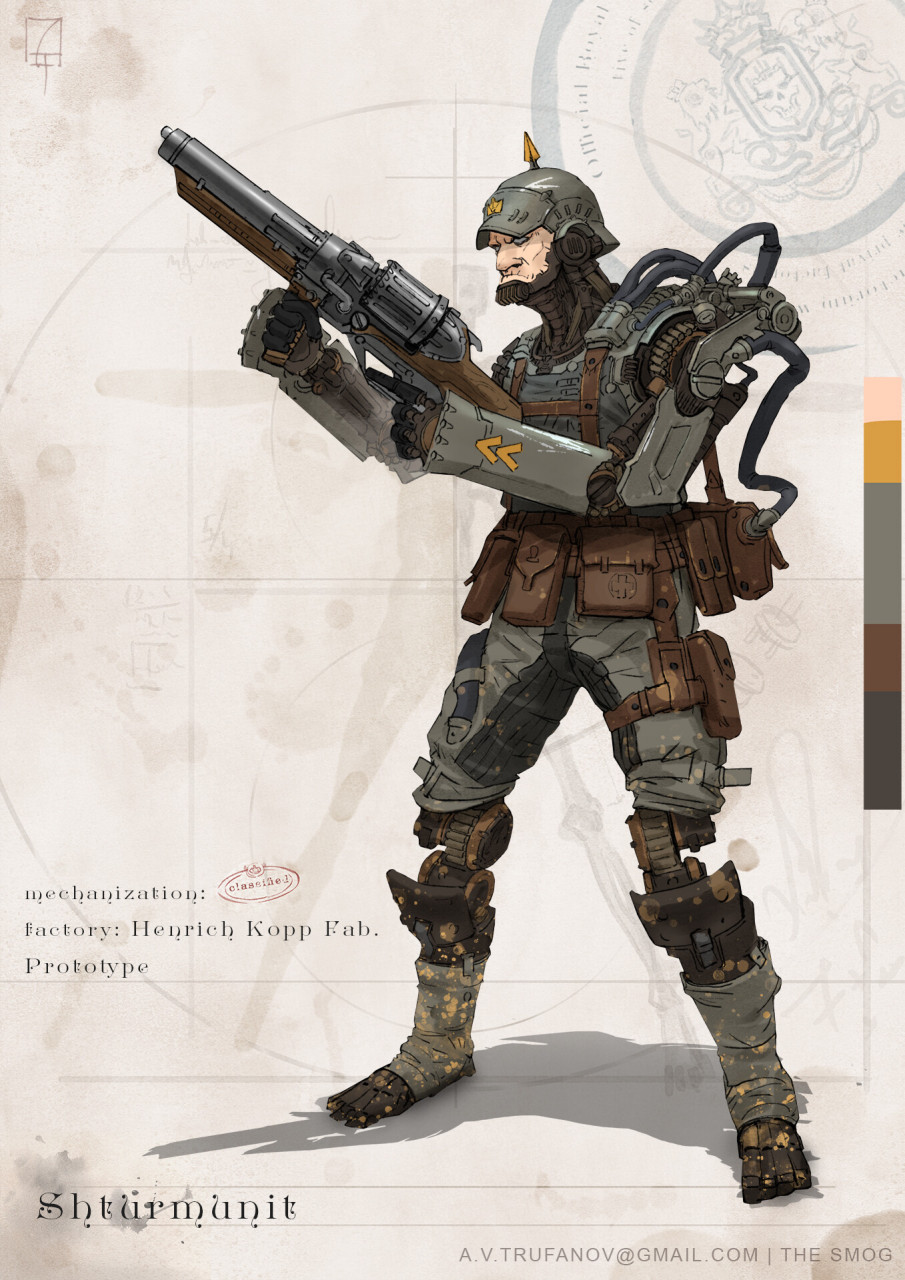 俄罗斯概念艺术家alexander trufanov笔下的各种复古风格机械士兵.