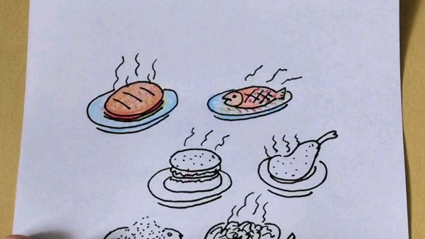 (简笔画)丰盛的晚餐