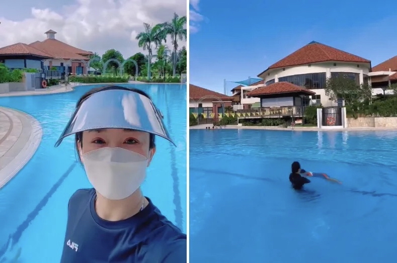 51岁范文芳晒泳装照庆祝节日,高龄产子被宠成公主