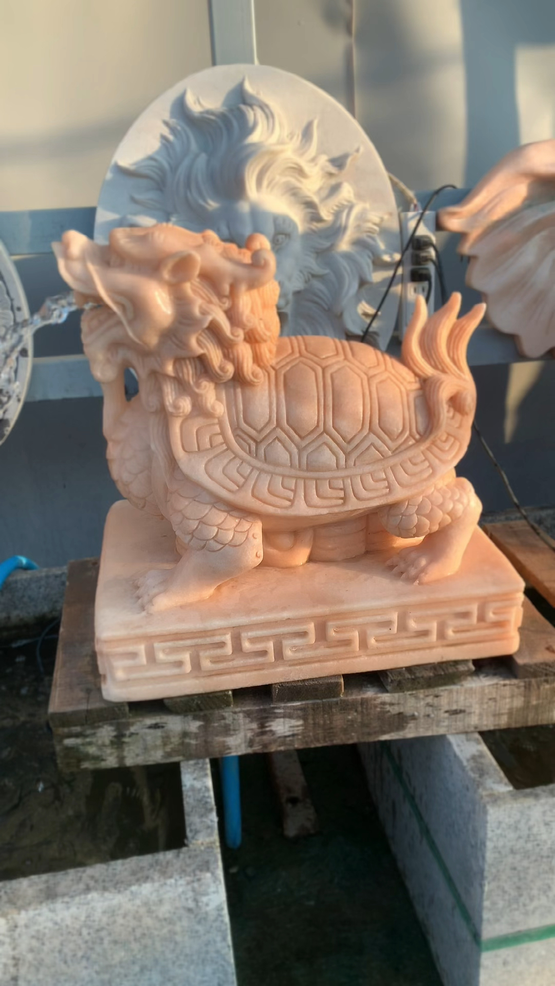 大理石石雕喷水龙龟喷水摆件