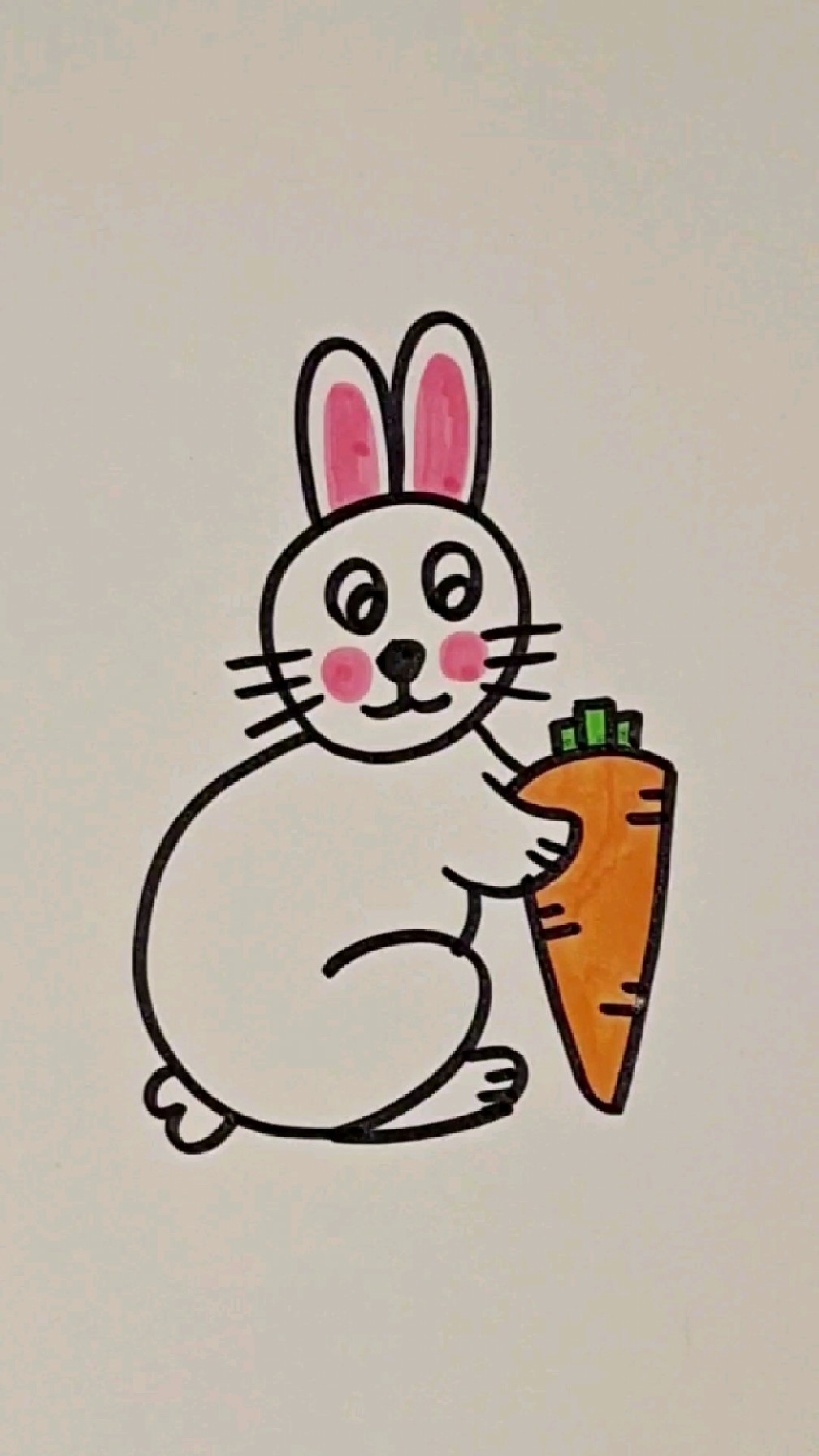 这样来画小白兔,超级简单,三岁小孩都可以画,赶紧来跟我一起画吧!