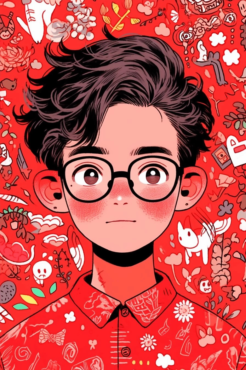 眼镜男个性头像#ai绘画# #头像# #插画