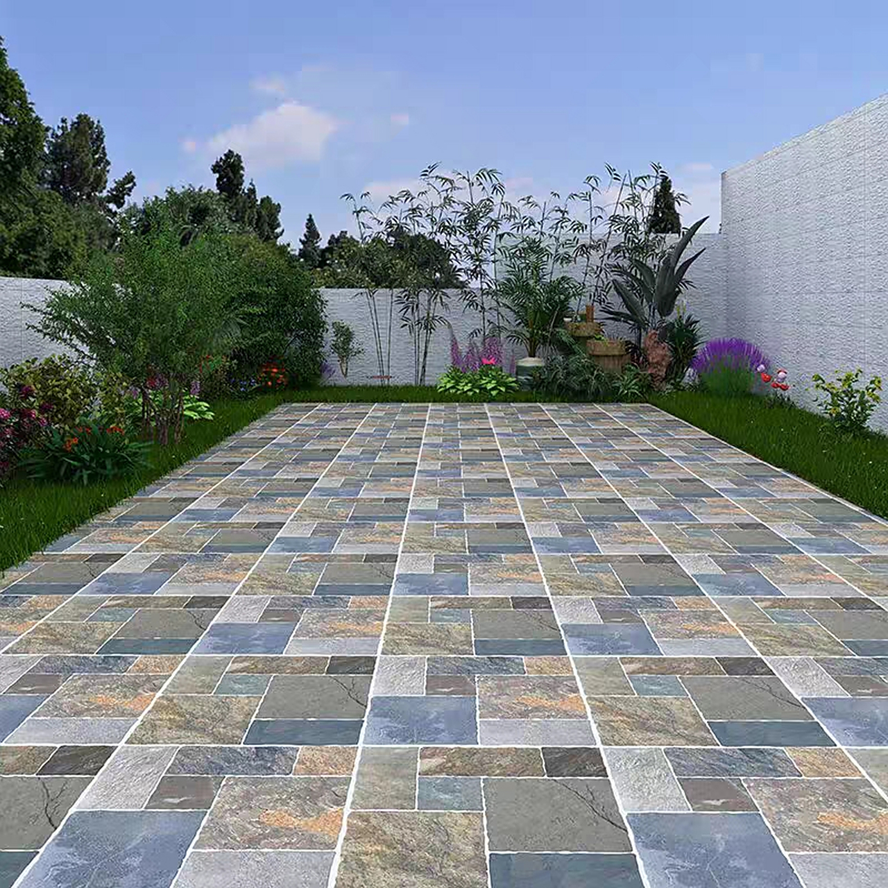 仿青石板仿古砖室外庭院地砖600x600别墅花园院子瓷砖露台防滑砖