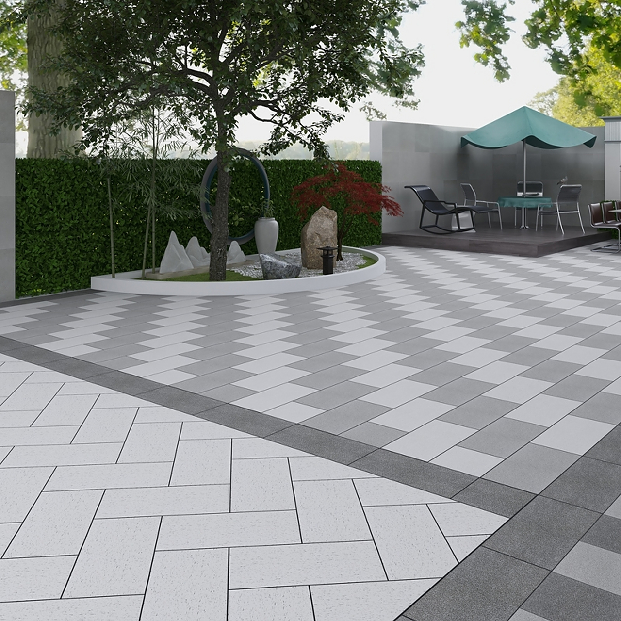 室外庭院地铺石 户外露台地砖 庭院地砖院子花园瓷砖室外露台地板砖