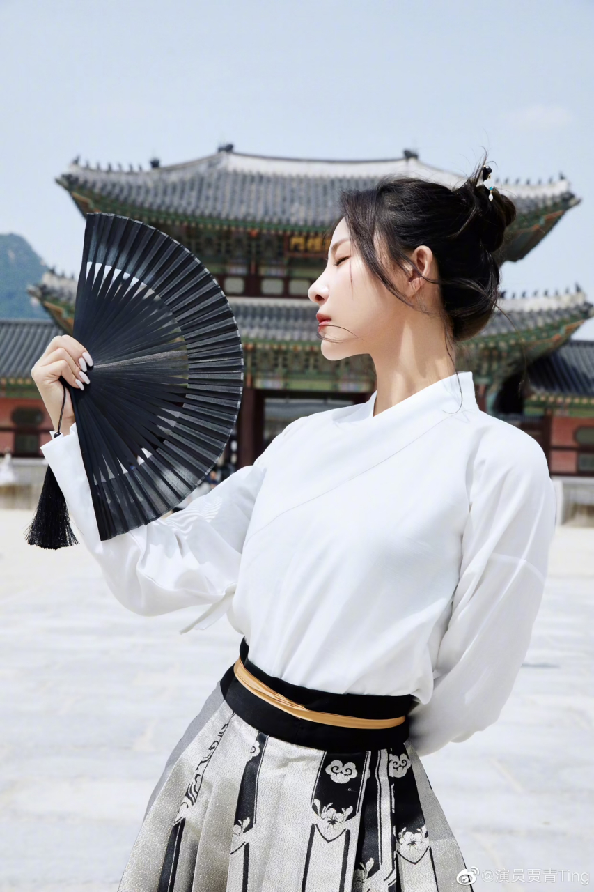 解锁"马面裙"造型的贾青,又美又飒!