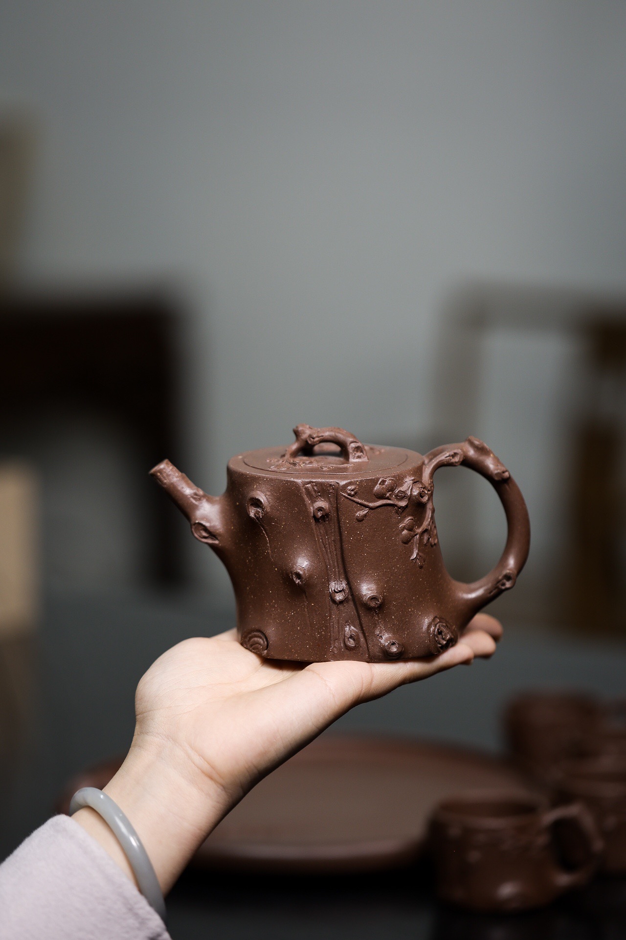 宜兴紫砂壶顾跃君全手工梅桩套组原矿紫泥270cc