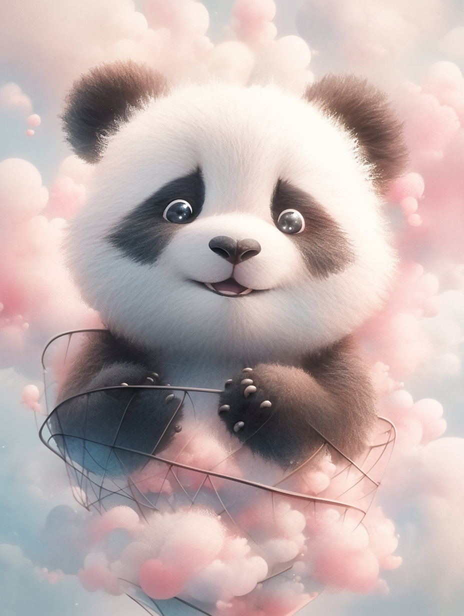可爱花丛里的大熊猫玩耍头像壁纸背景图