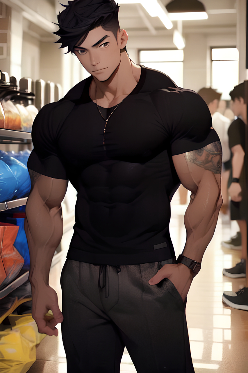 黑色upx肌肉男子#ai绘画# #动漫头像和壁纸# #肌肉型男