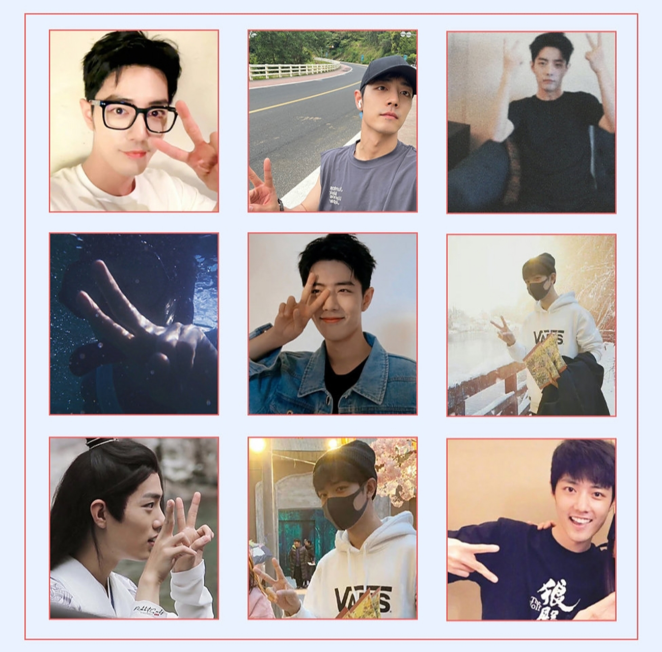 肖战聚餐旧照#  日常剪刀手系列,越来越挺拔