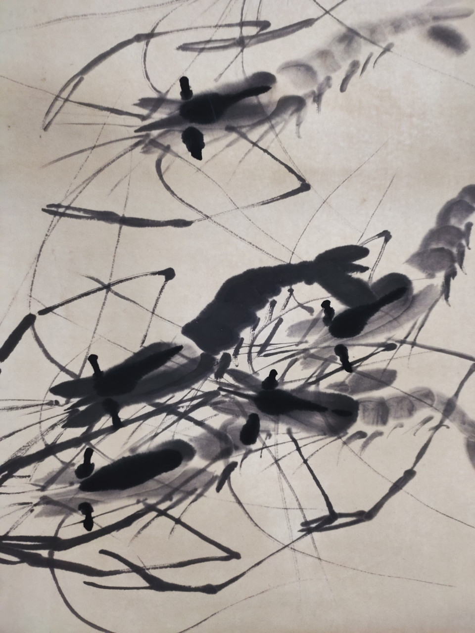 精品三尺中堂画  齐白石虾画 裱好尺寸  高*宽150cm*55cm 画芯尺寸