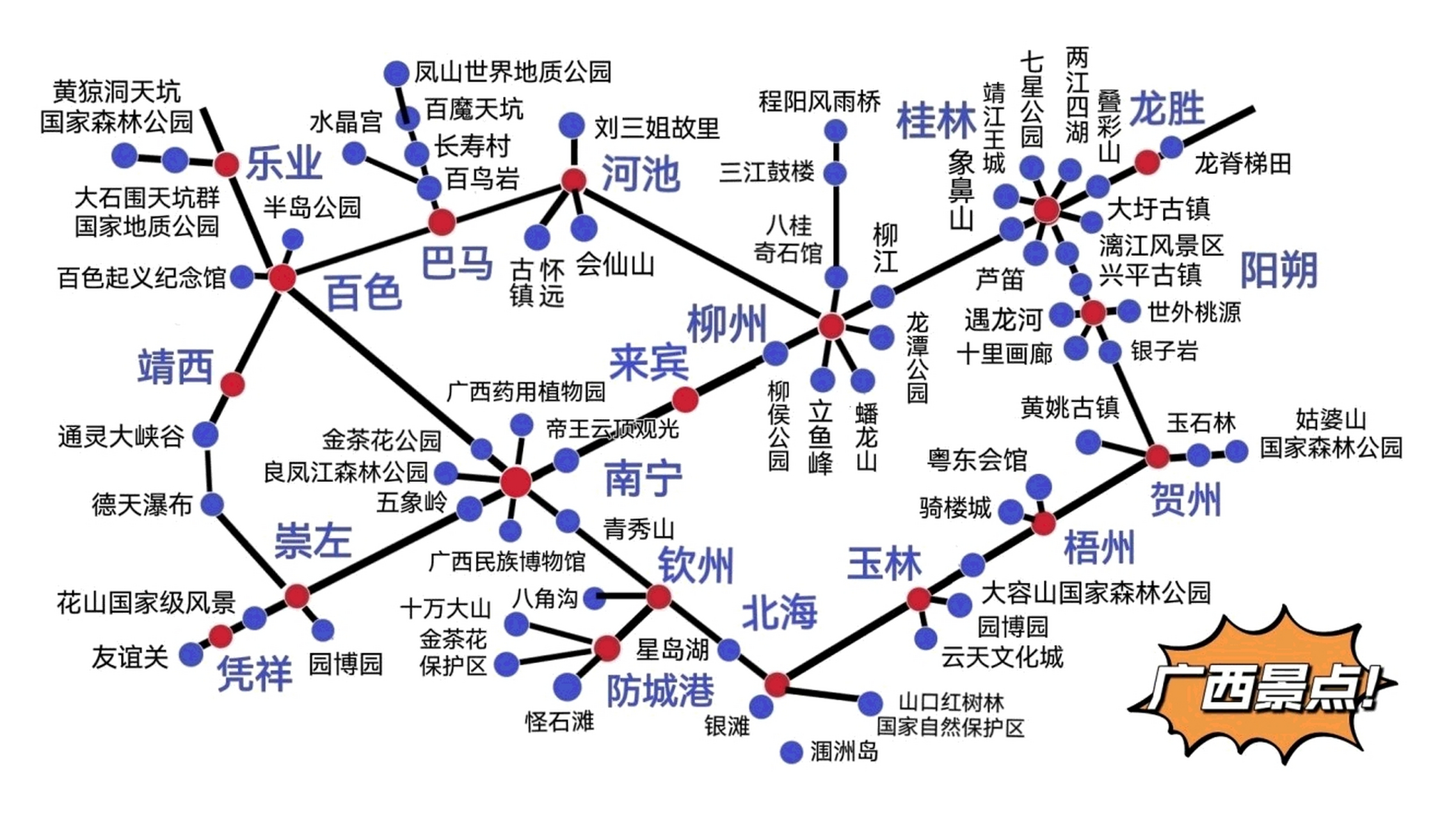 廣西旅遊景點分佈圖