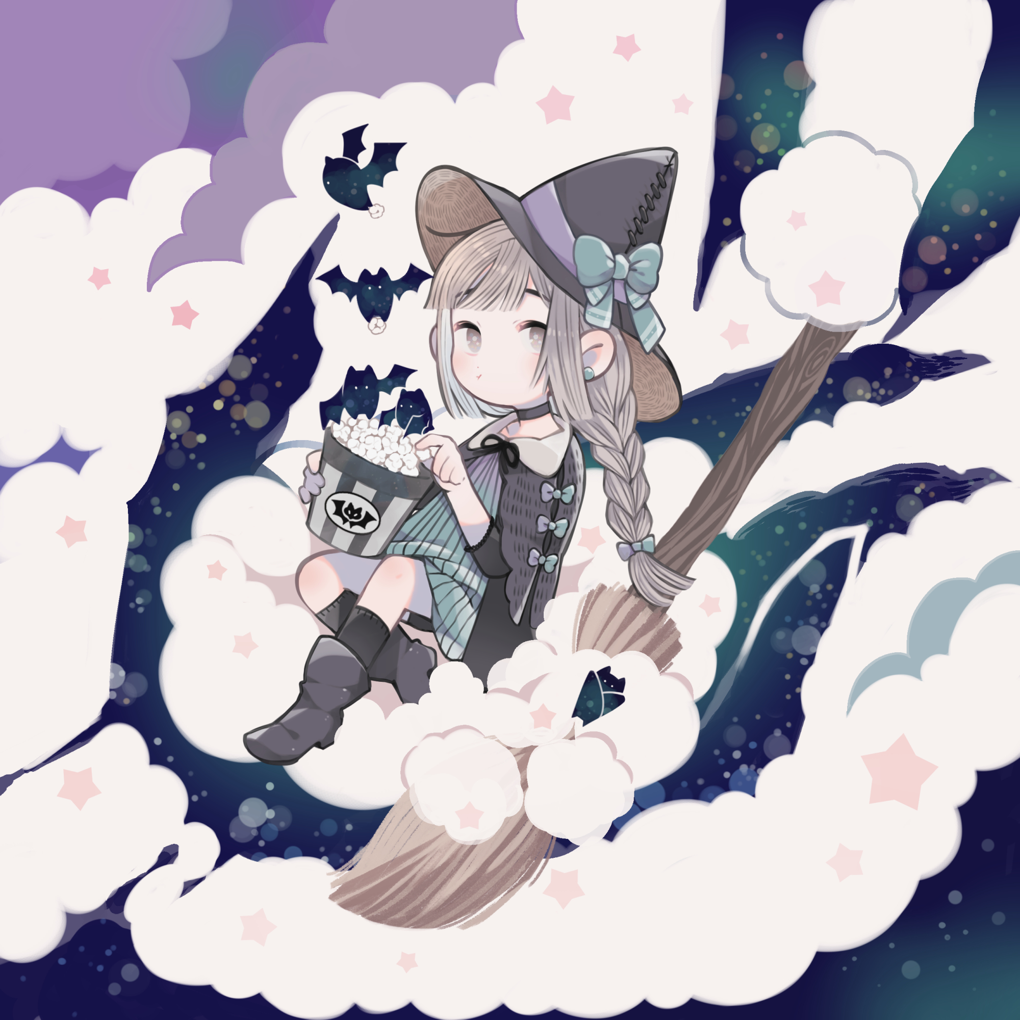 分享一组可爱魔女的插画,希望你能喜欢!