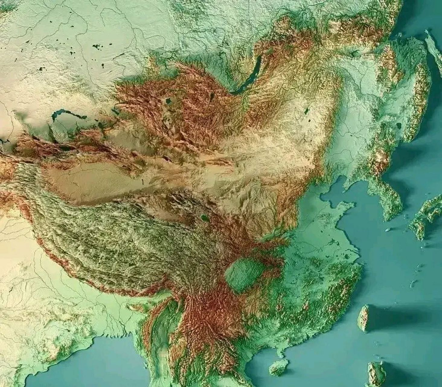 中国地形地貌地势图 微缩的960万平方公里尽收眼底.